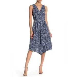 BeachlunchLounge Cheetah Print Asymmetrical Pleated Dress Size M NWT